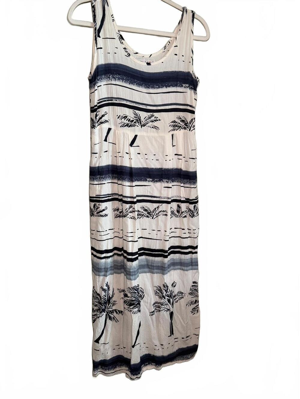 Vintage Jams World White Navy Nautical Boat Print Babydoll Midi Dress XS